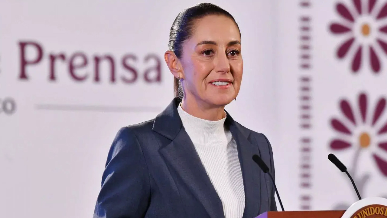 La presidenta de México en una conferencia de prensa.